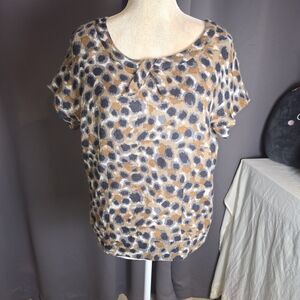 Portrait of a Girl Wool Leopard Print Top Button Back Lined Women’s Size 14 READ